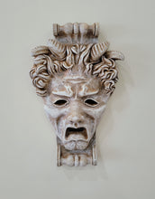 Load image into Gallery viewer, 19" Gothic Horror Hand Crafted Mask with Horns Mythical Wall Decor #10002