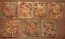 Load image into Gallery viewer, Set of 7 Green Man Leaf Mythical Season Faces Gothic Art Forest Mask