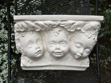 Load image into Gallery viewer, Vintage White Plaster Shelf Cherub Faces, Putti Wall Sconce, Shabby Cottage Chic