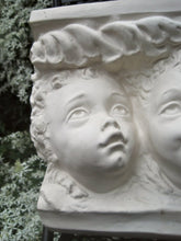 Load image into Gallery viewer, Vintage White Plaster Shelf Cherub Faces, Putti Wall Sconce, Shabby Cottage Chic