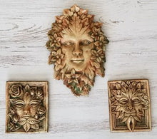 Load image into Gallery viewer, Set of 3 Green Man Vintage Wall Plaque Greek Mythical Art