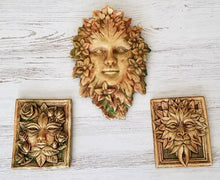 Load image into Gallery viewer, Set of 3 Green Man Vintage Wall Plaque Greek Mythical Art
