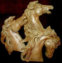 Load image into Gallery viewer, Three Horses Heads Wall Plaque Sculpture Equine Stallion