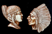 Load image into Gallery viewer, American Indian Native Style Chief and Woman Pair Wall Plaque