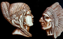 Load image into Gallery viewer, American Indian Native Style Chief and Woman Pair Wall Plaque
