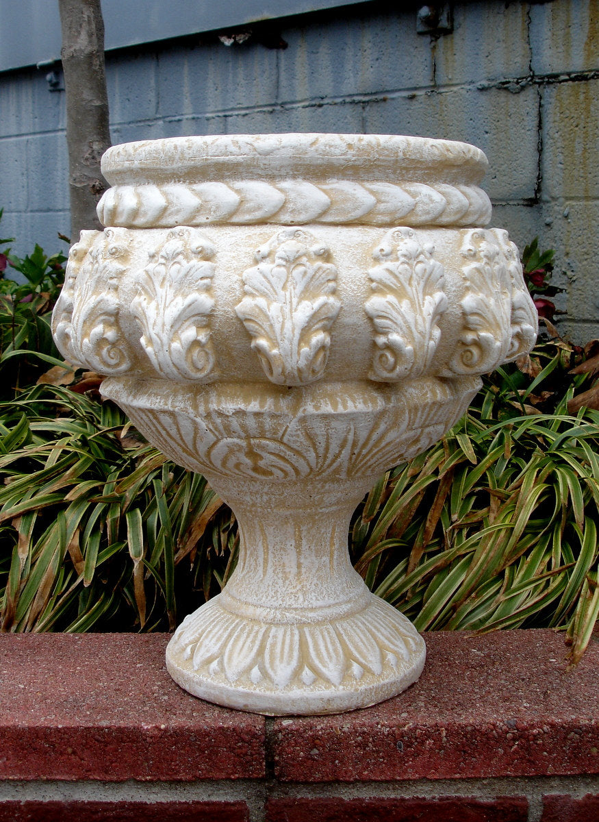 Vintage Sandstone Urn Planter Antiqued 17" Art of History Sculpture