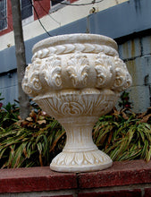 Load image into Gallery viewer, Vintage Sandstone Urn Planter Antiqued 17"