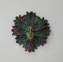 Load image into Gallery viewer, Dryad Leaf Green Woman Face Wall Sculpture #10060
