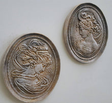 Load image into Gallery viewer, Unique Vintage Wall Plaque Relief Cameo Style Victorian Women Pair 23008
