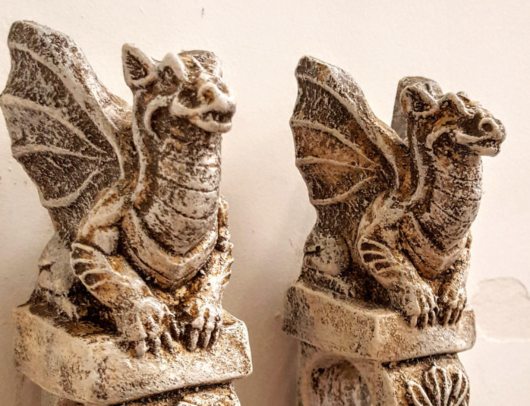 Winged Mythical Dragon Bracket Wall Sconce Home Decor Pair
