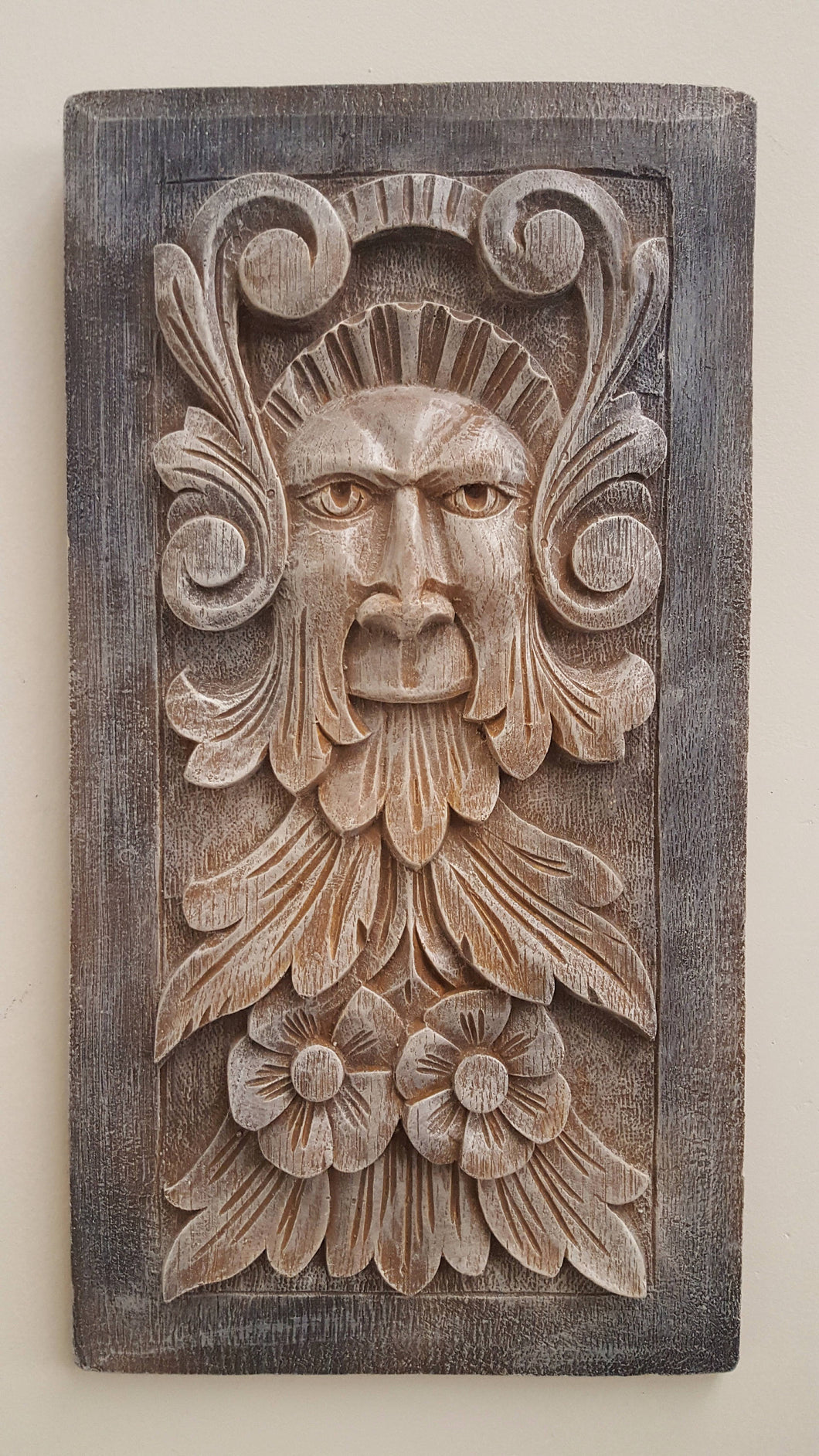 Exclusive Green man Pan Mythical Art Medieval Face Panel