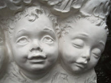 Load image into Gallery viewer, Vintage White Plaster Shelf Cherub Faces, Putti Wall Sconce, Shabby Cottage Chic
