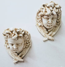 Load image into Gallery viewer, Pair Vintage Winged Angels Wall Sconces Antique Stone Finish
