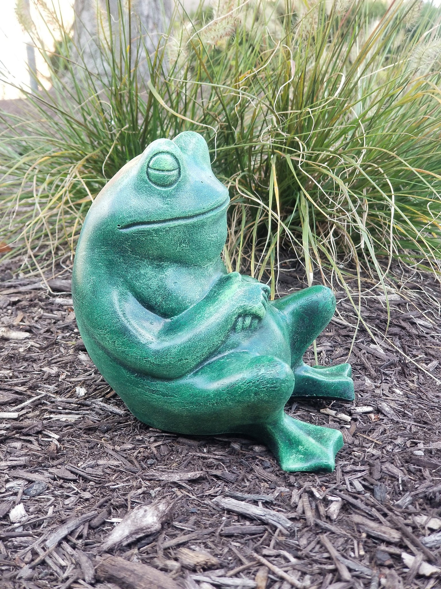 Sitting vintage Frog Sculpture Home Garden Decor Art Statue