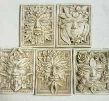 Load image into Gallery viewer, Set of 5 green man leaf woman mythical season decor
