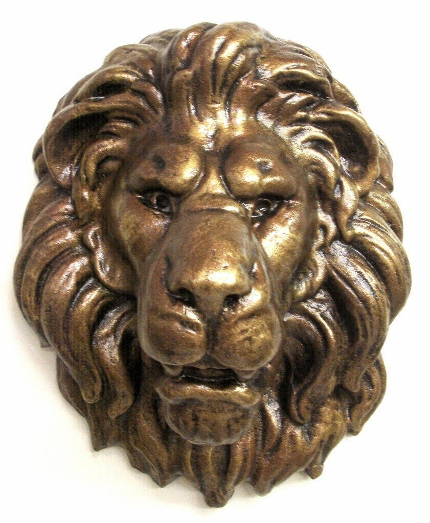 Lion Face Wall Hanging Plaque Sculpture