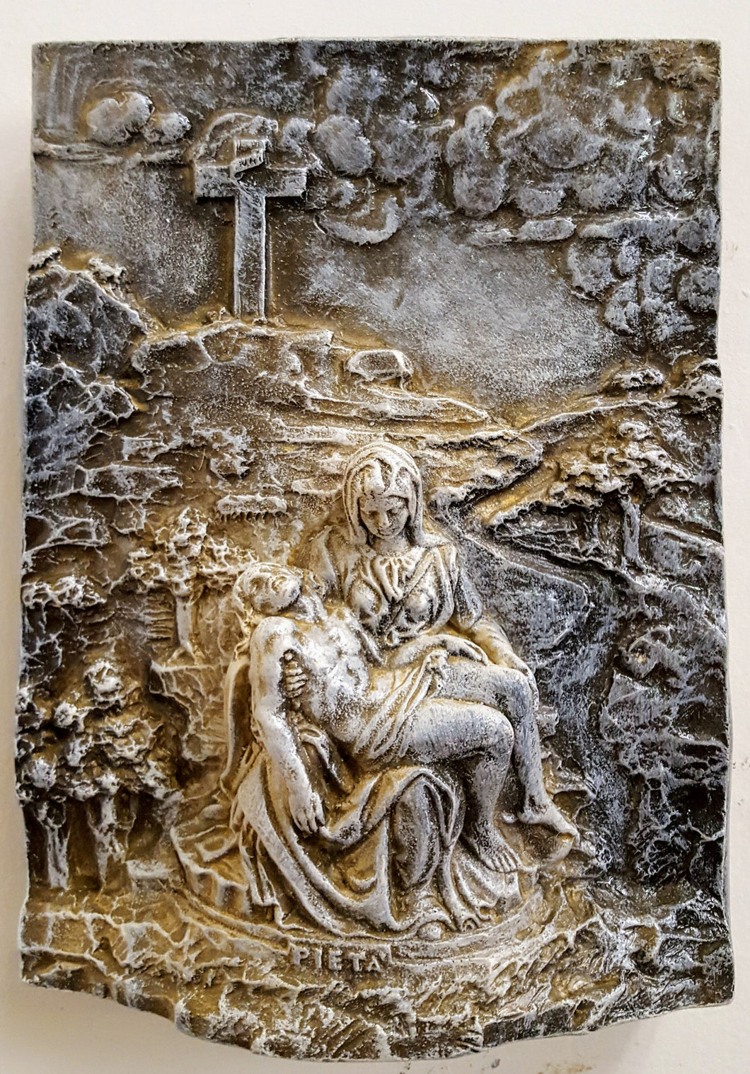 Vintage Sculpture Michelangelo's Pieta Wall Sculpture Mother Mary Jesus 3D