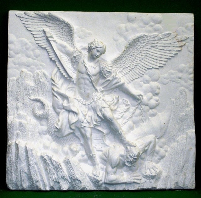 LArge 3D Saint Michael Archangel Wall Sculpture Art Plaque