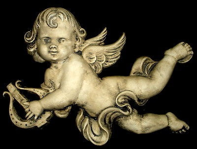 Cupid Music Eros Angel Greek Roman Art Wall Sculpture