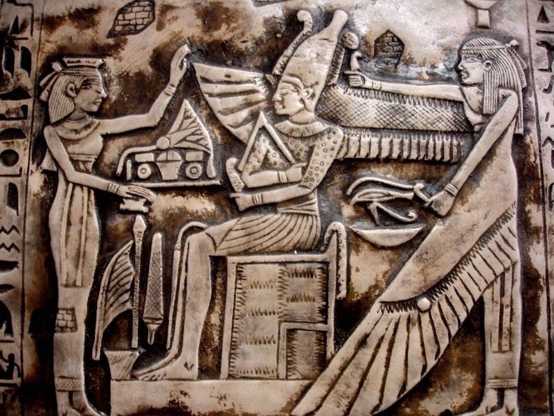 Egyptian Wall Decor God Osiris,Nephthys & priest Antique Reproduction