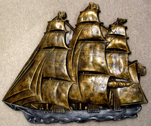 Load image into Gallery viewer, 25&quot; Early American Sail Boat Bronze Color Antique Home Decor Wall Plaque
