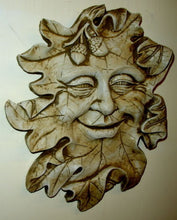 Load image into Gallery viewer, Acorn Leafman Face Mythical Wall Decor Greenman Sculpture NEW
