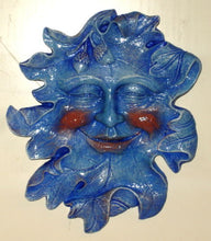 Load image into Gallery viewer, Acorn Leafman Face Mythical Wall Decor Greenman Sculpture Blue Color NEW
