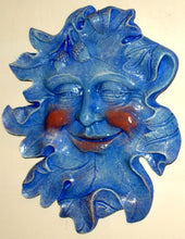 Load image into Gallery viewer, Acorn Leafman Face Mythical Wall Decor Greenman Sculpture Blue Color NEW
