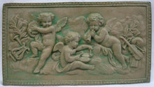 Load image into Gallery viewer, Eros Musical Cherub Cupid Greek Wall Sculpture Plaque Angels 17&quot; Antique Finish
