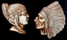 Load image into Gallery viewer, American Indian Native Style Chief and Woman Pair Wall Plaque
