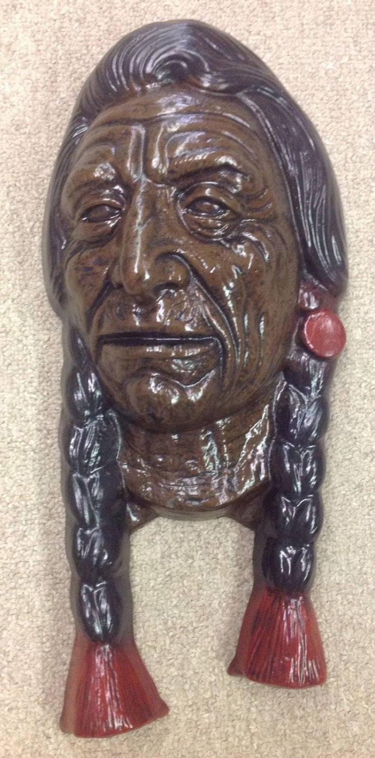 Native American Indian Chief Face Wall Plaque